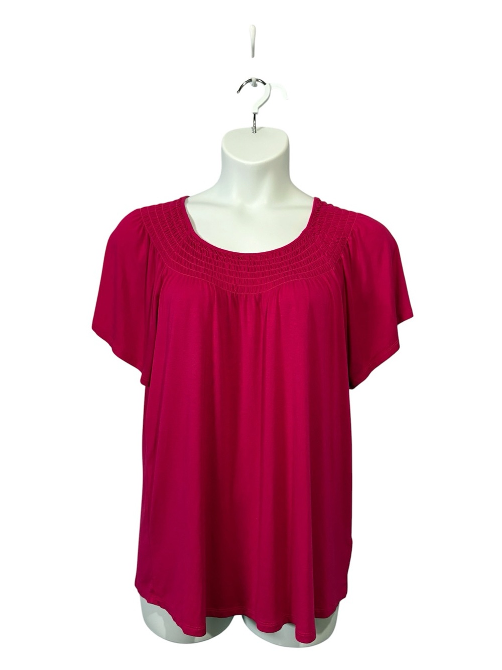 Cable & Gauge, XL, Fuchsia Flutter Sleeve Blouse Soft Stretch Top - Picture 4 of 8